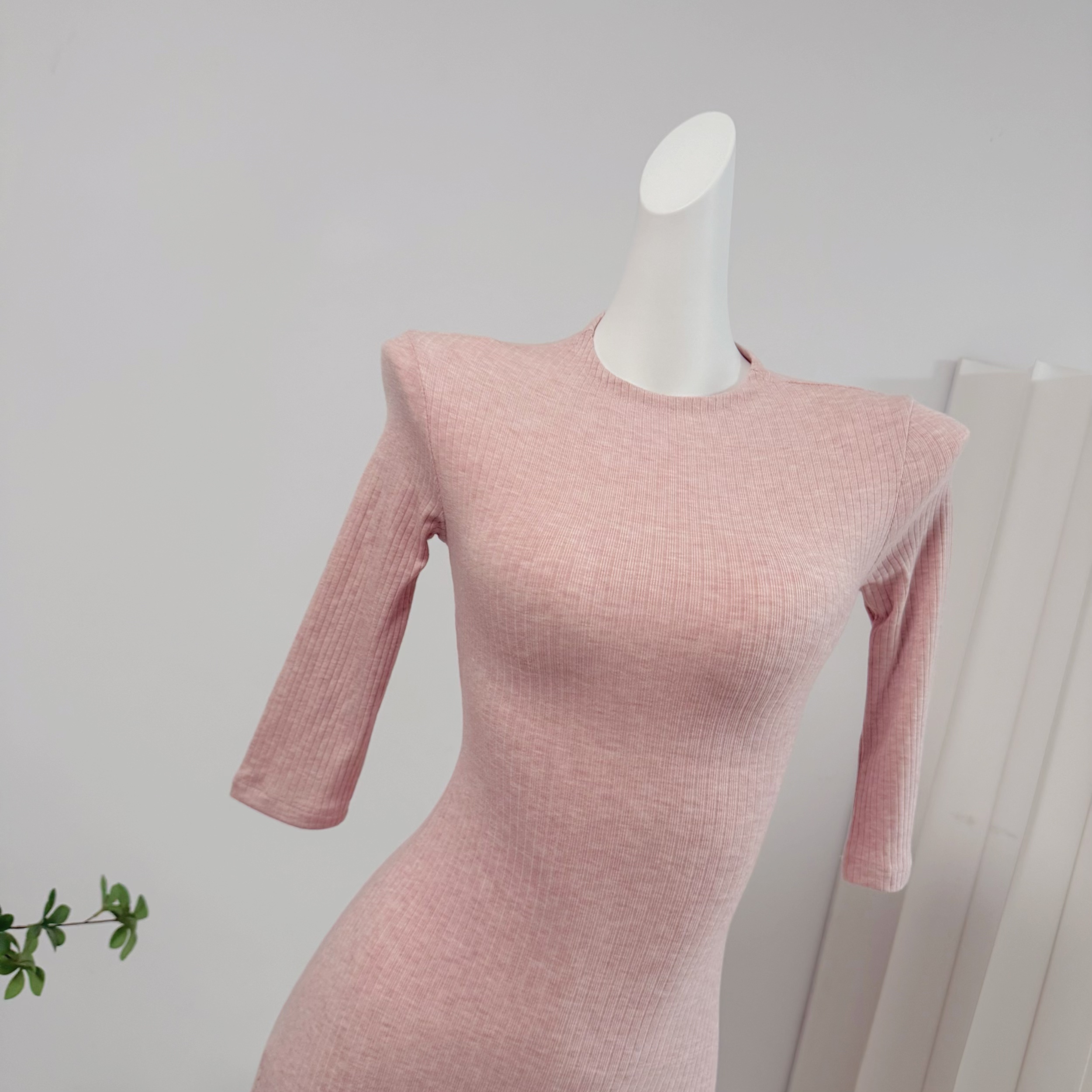 Jim Kennet Half Turtleneck Ribbed Knit Slim Fit Bodycon Midi Dress - Image 3