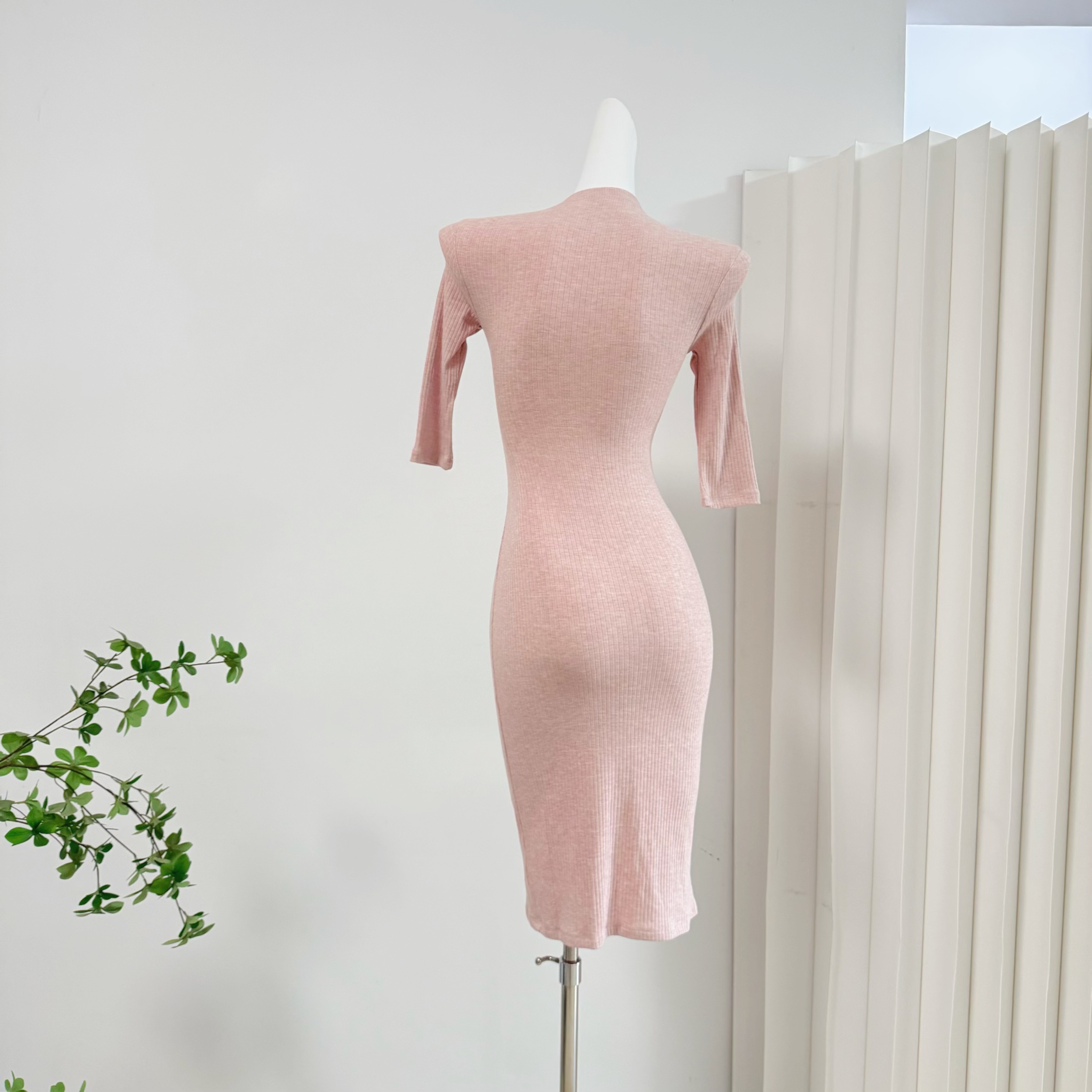 Jim Kennet Half Turtleneck Ribbed Knit Slim Fit Bodycon Midi Dress - Image 5